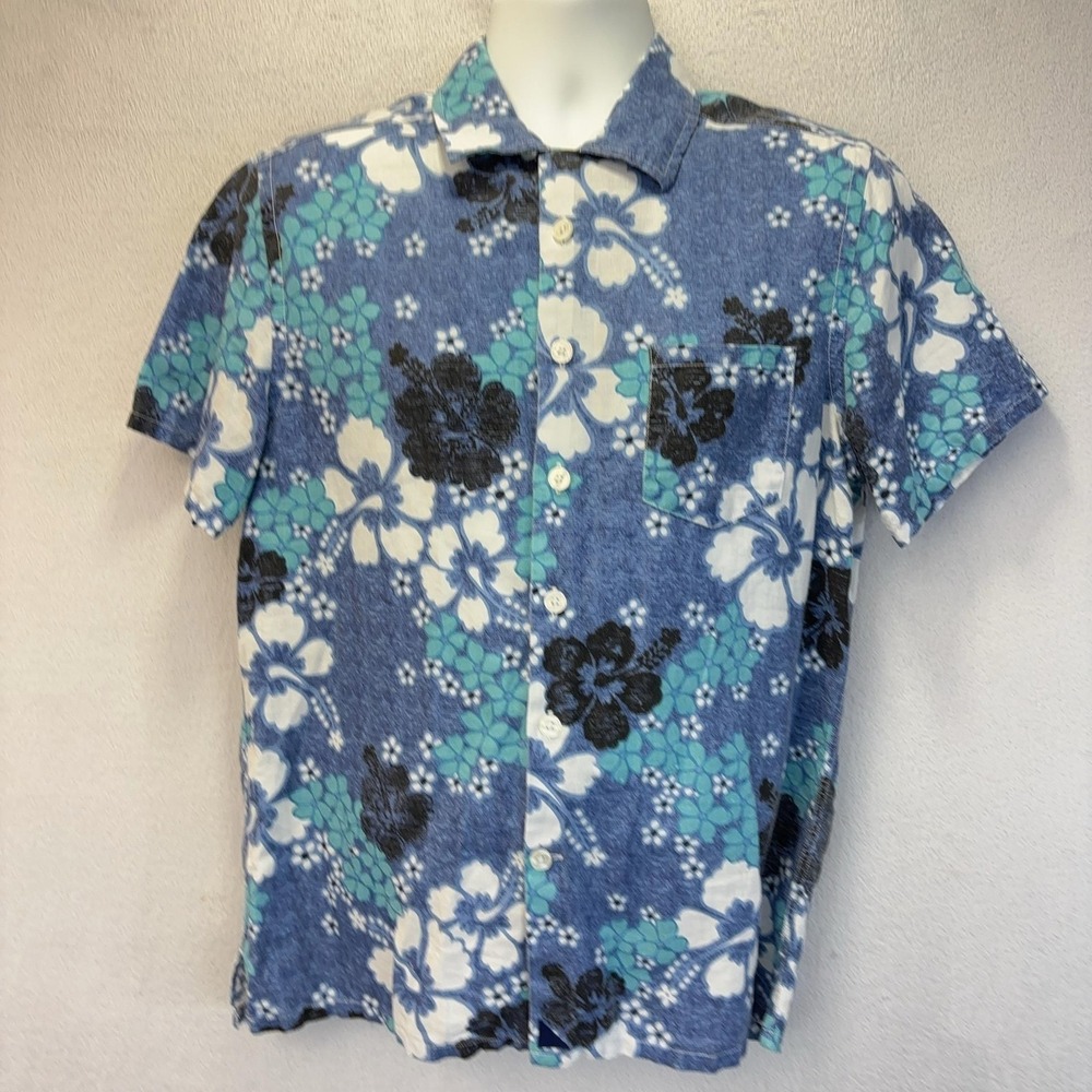 UNTUCKit Linen Cotton Button Up Shirt Mens Medium Slim Fit Short Sleeve Floral